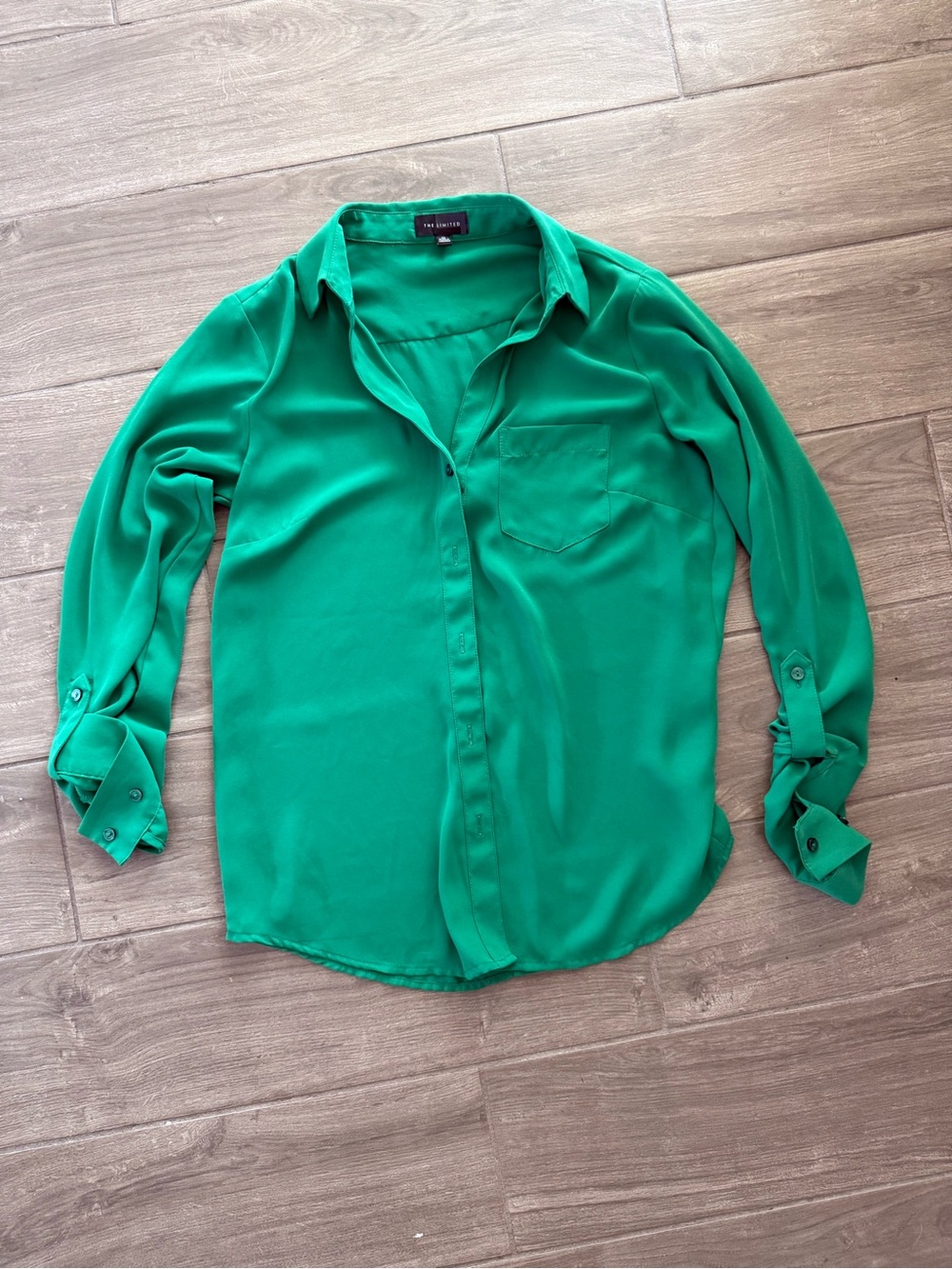 The Limited Emerald Green Long-Sleeve Button-Down Shirt, Work, Office